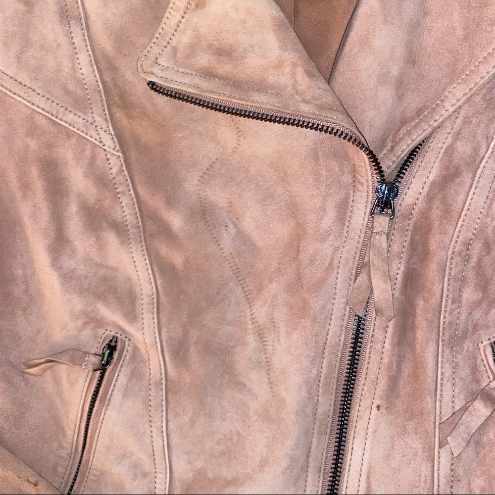 🚫SOLD🚫 White House Black Market Genuine Leather Suede Blush Moto Jacket - Picture 14 of 16